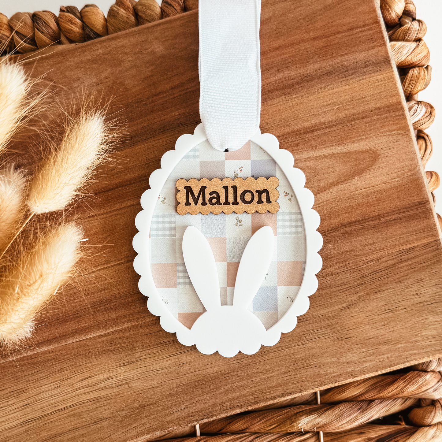 Pattern Egg With Bunny Ears Easter Basket Tag