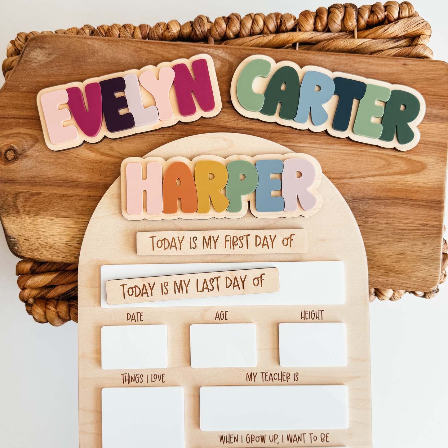 First And Last Day Of School Sign - Interchangeable Rainbow Name