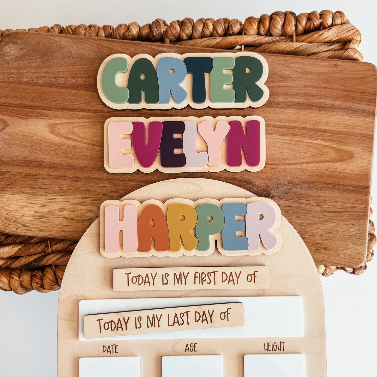 First And Last Day Of School Sign - Interchangeable Rainbow Name