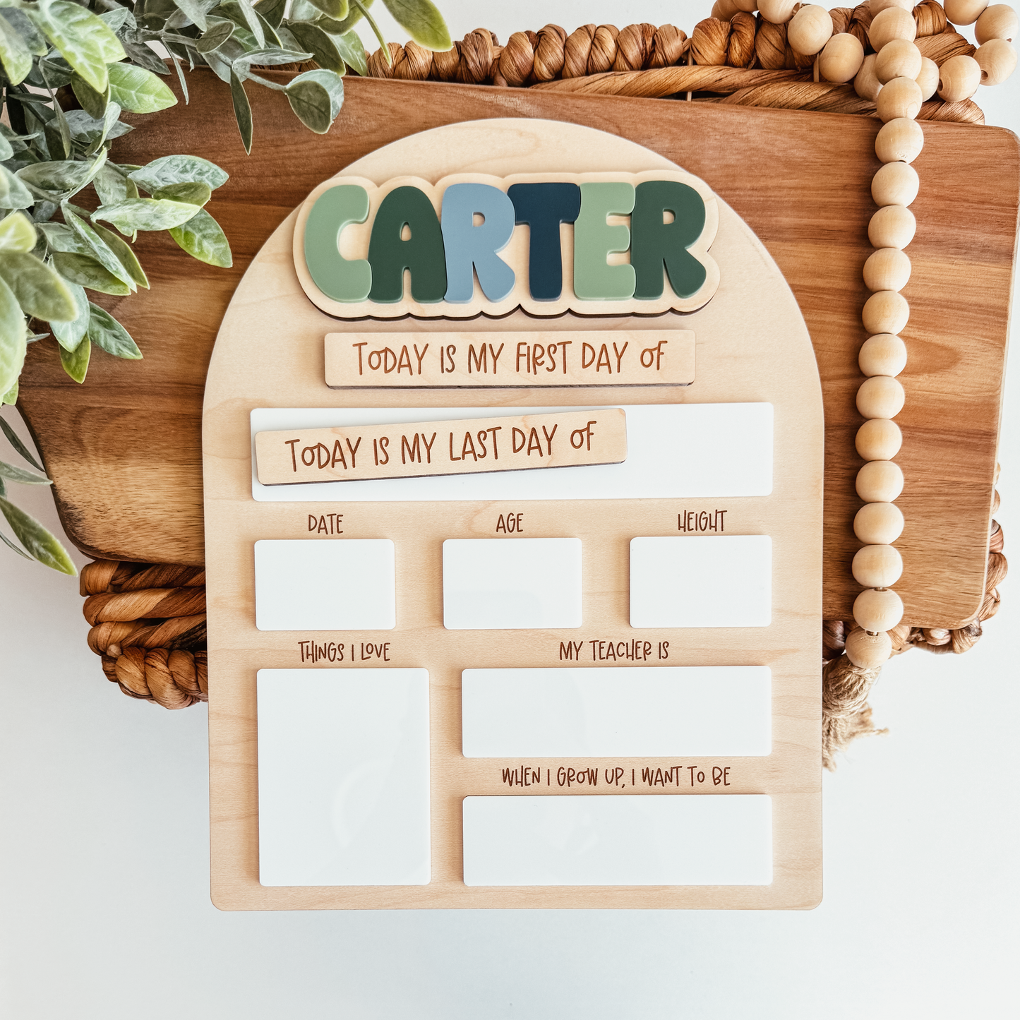 First And Last Day Of School Sign - Interchangeable Rainbow Name