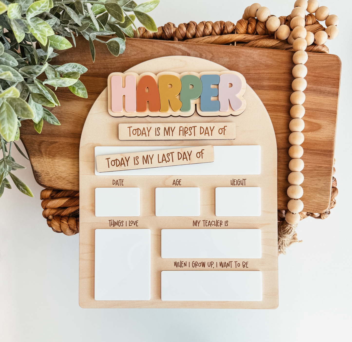 First And Last Day Of School Sign - Interchangeable Rainbow Name