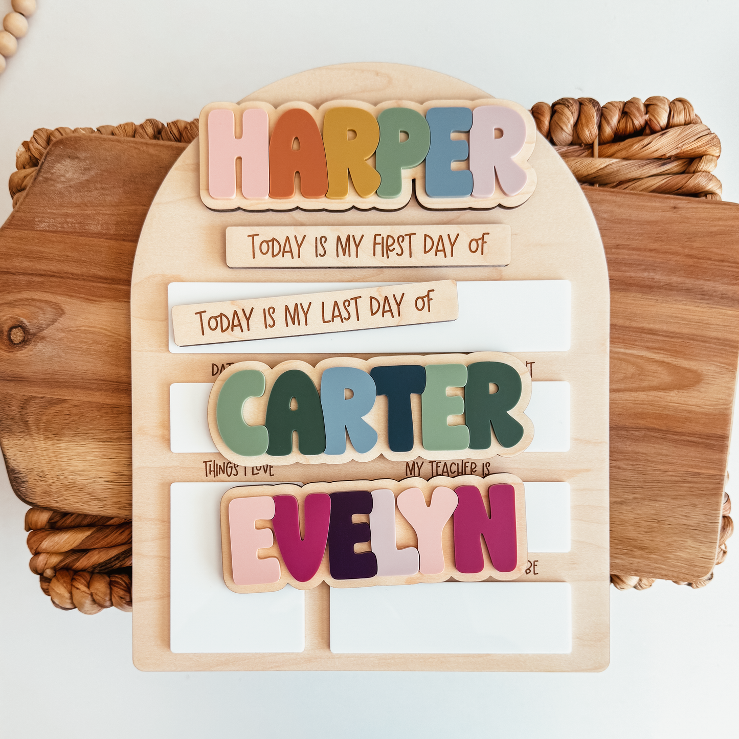 First And Last Day Of School Sign - Interchangeable Rainbow Name