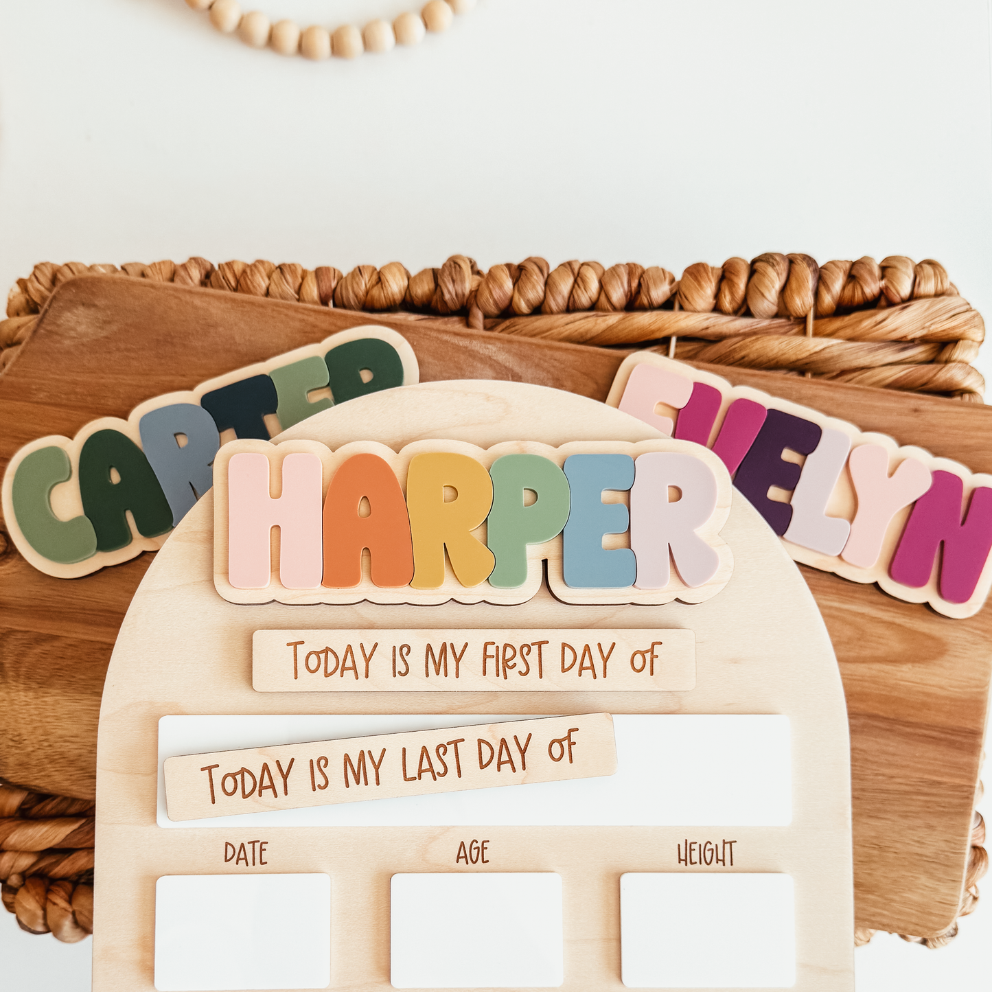 First And Last Day Of School Sign - Interchangeable Rainbow Name