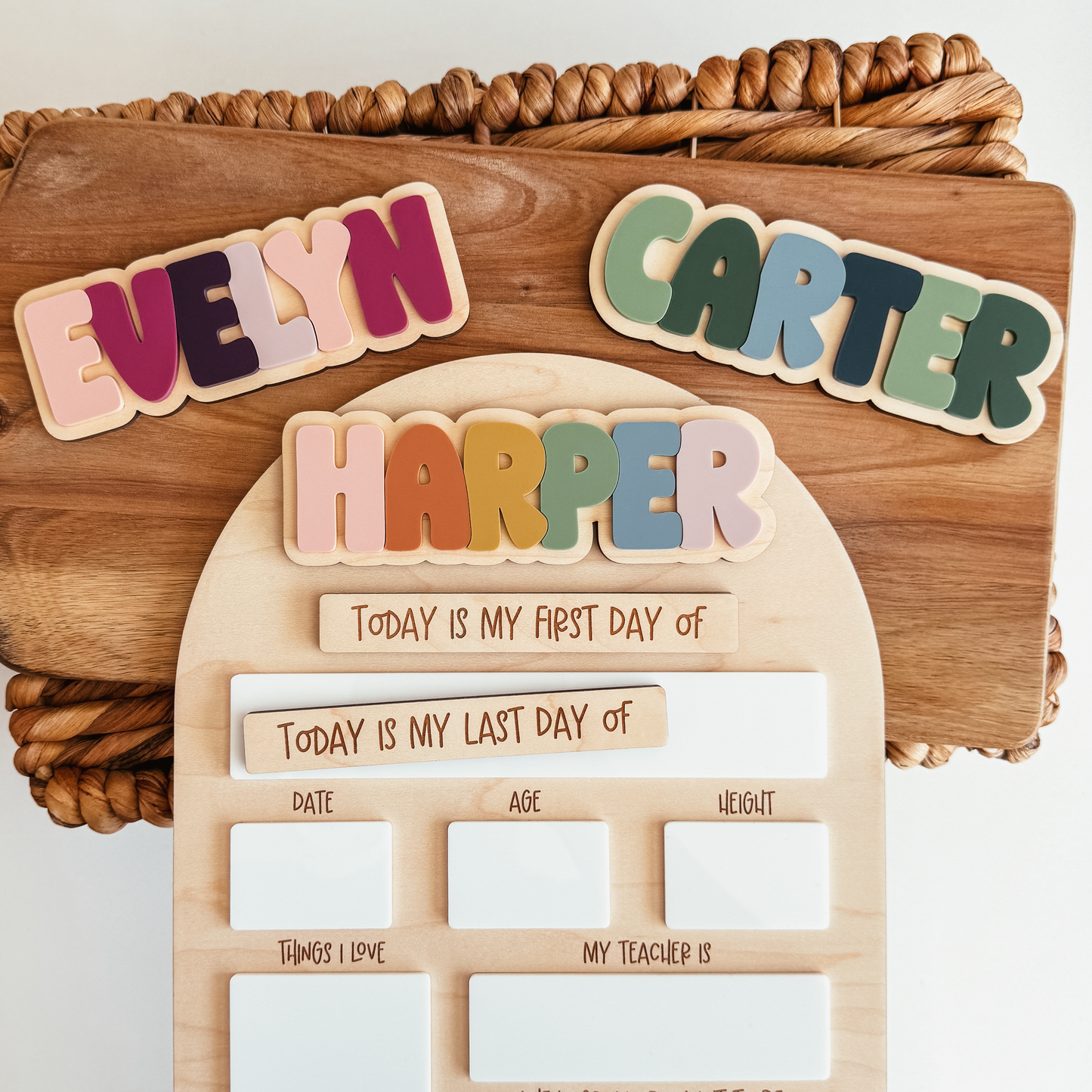 First And Last Day Of School Sign - Interchangeable Rainbow Name
