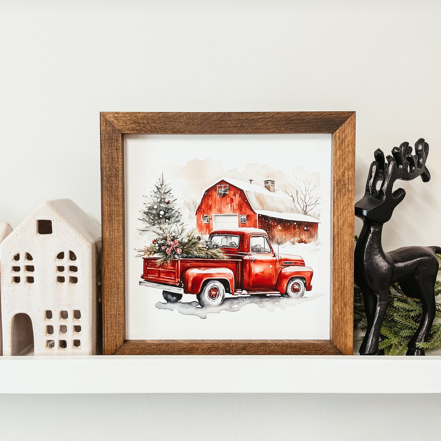 Holiday Red Truck Christmas Sign