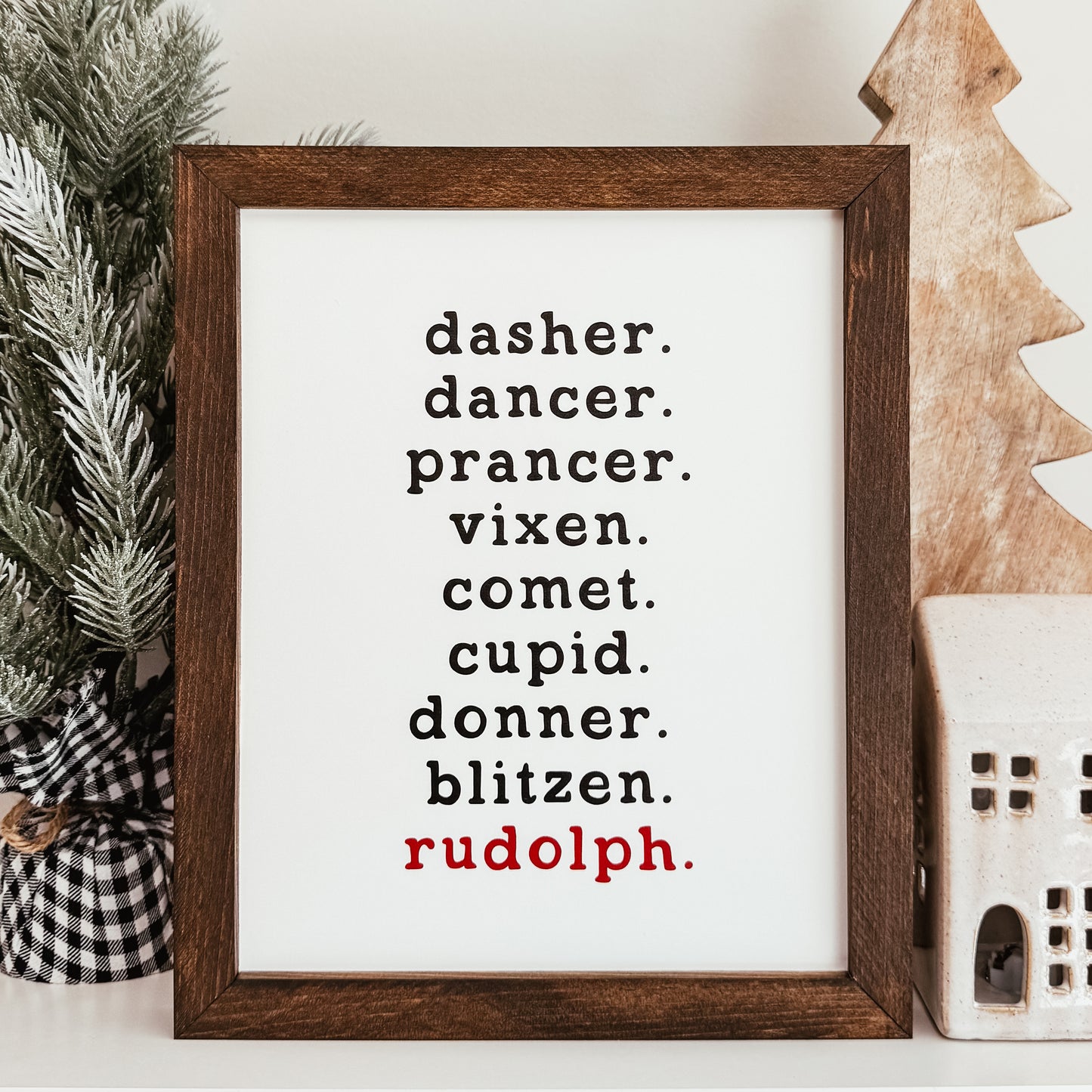 Reindeer Names Framed Sign