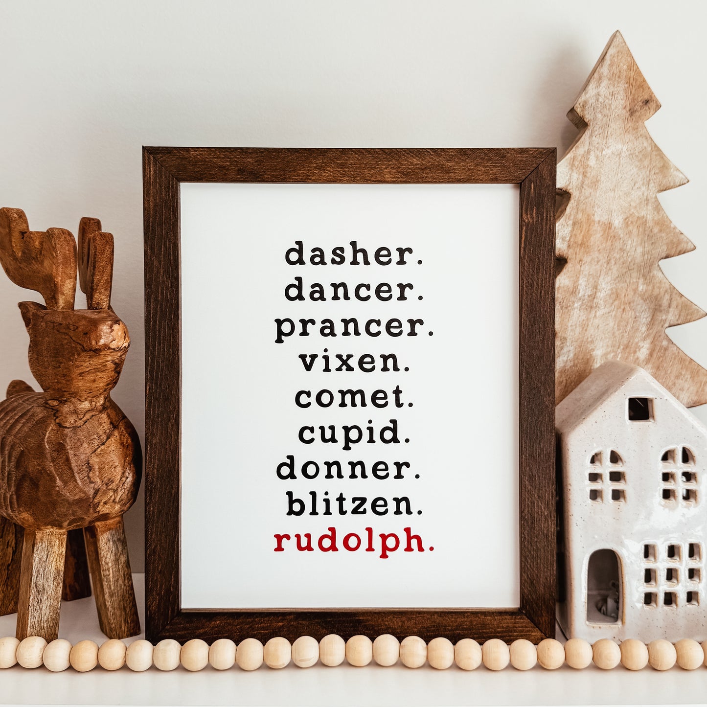 Reindeer Names Framed Sign