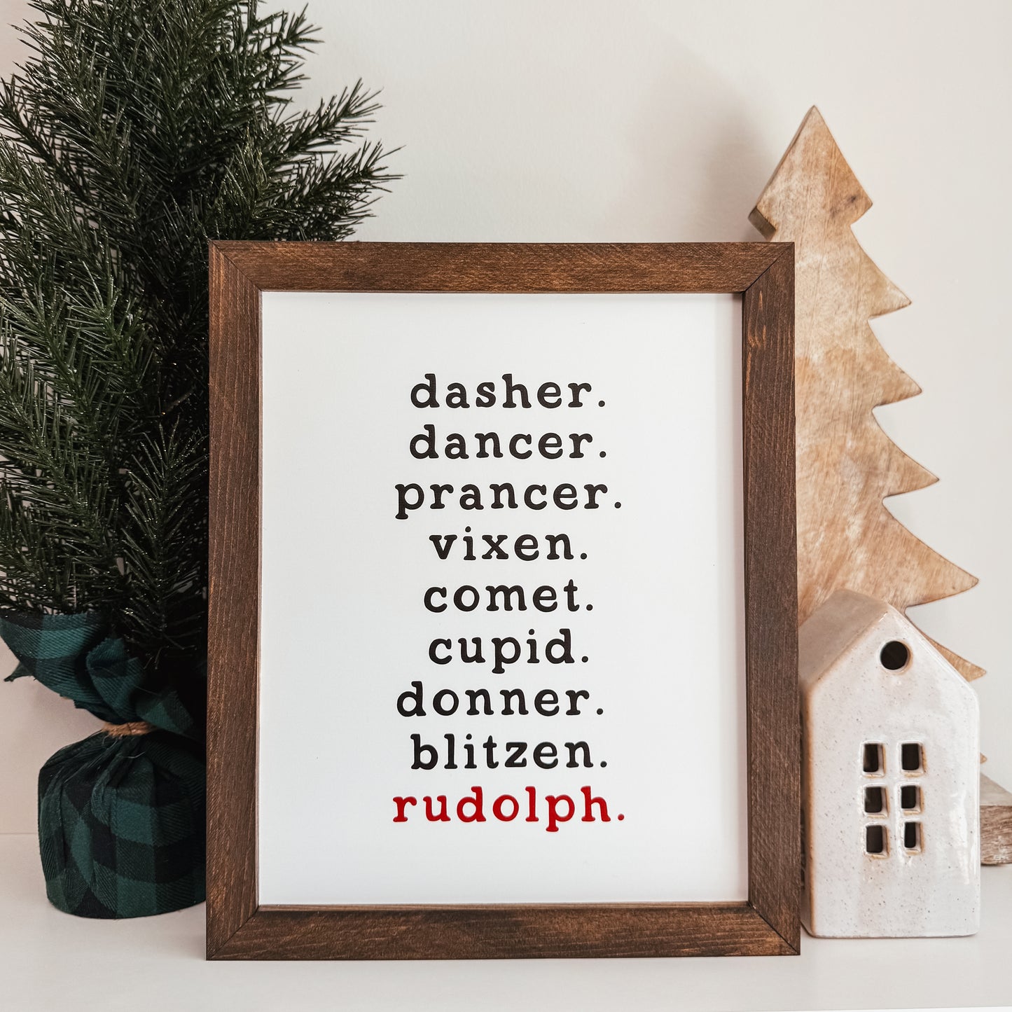 Reindeer Names Framed Sign