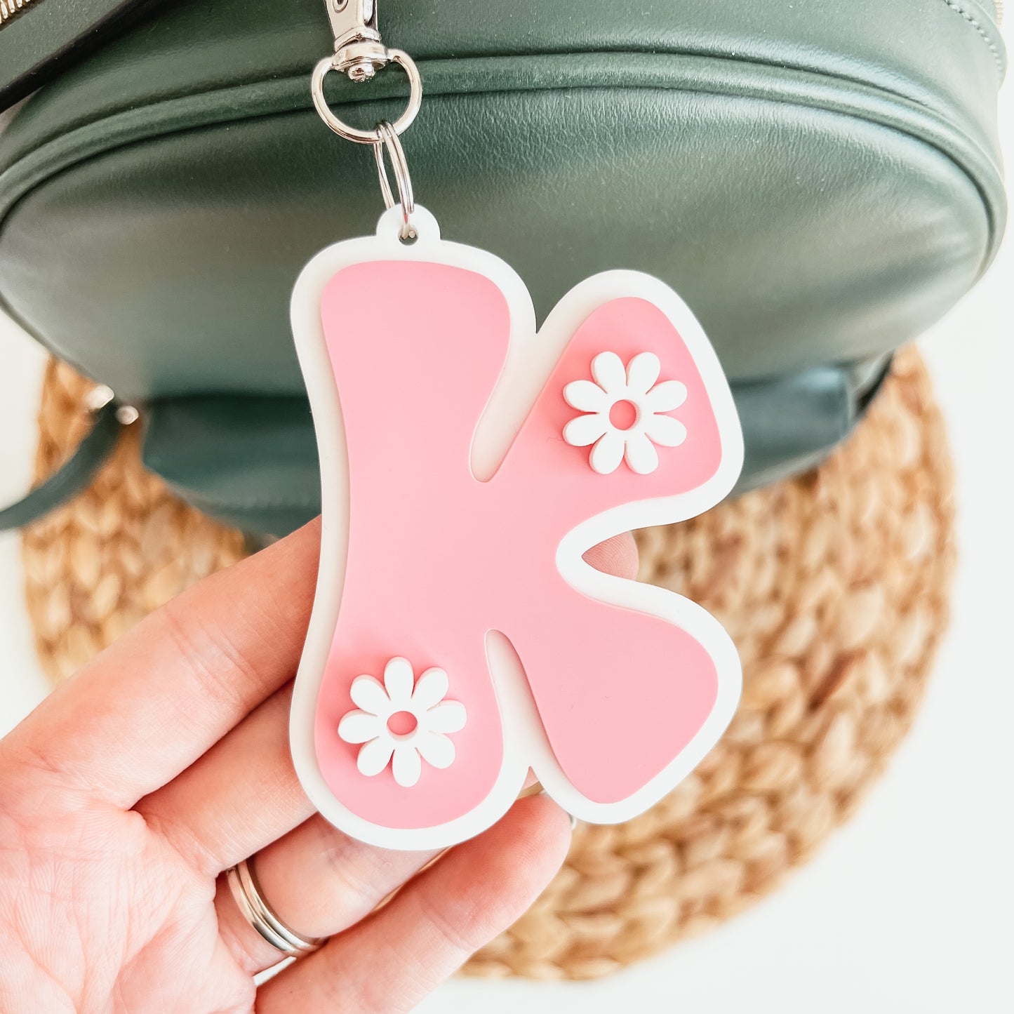 Retro Letter Bag Tag | Daisies or Lightning Bolts