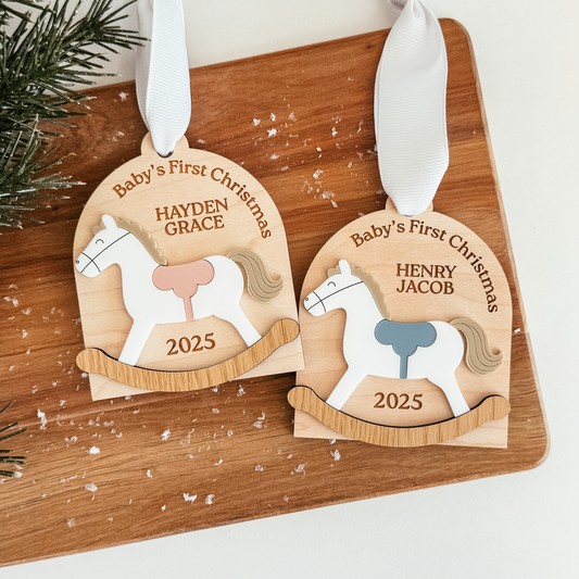 3D Baby's First Christmas Rocking Horse Ornament