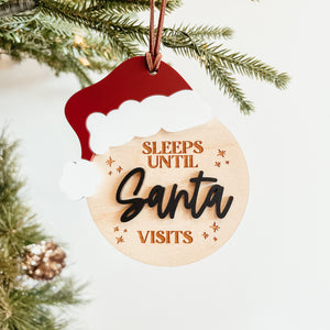 Countdown Until Christmas Santa Hat Christmas Ornament