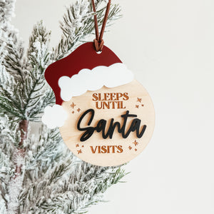 Countdown Until Christmas Santa Hat Christmas Ornament