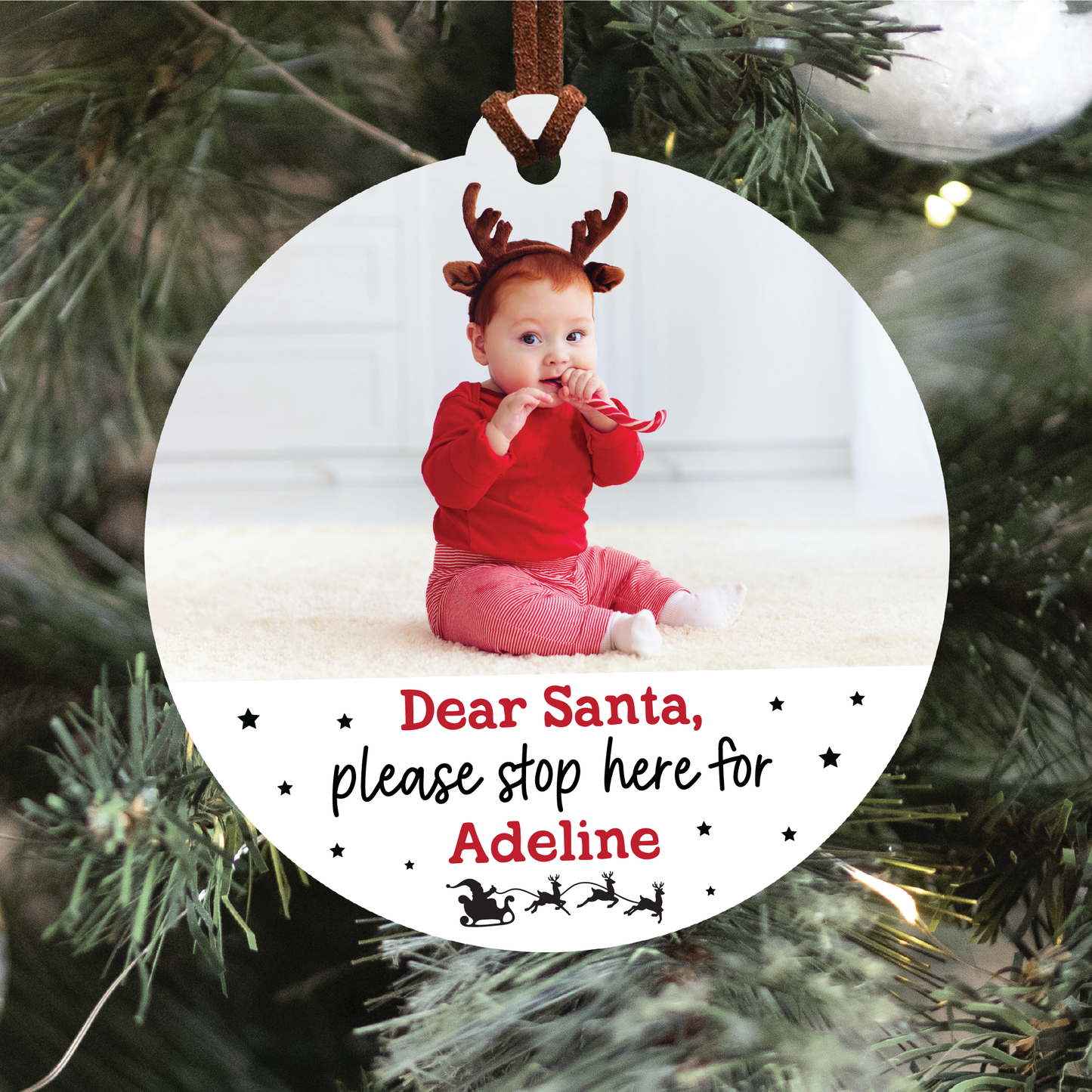 Santa Please Stop Here Photo Ornament