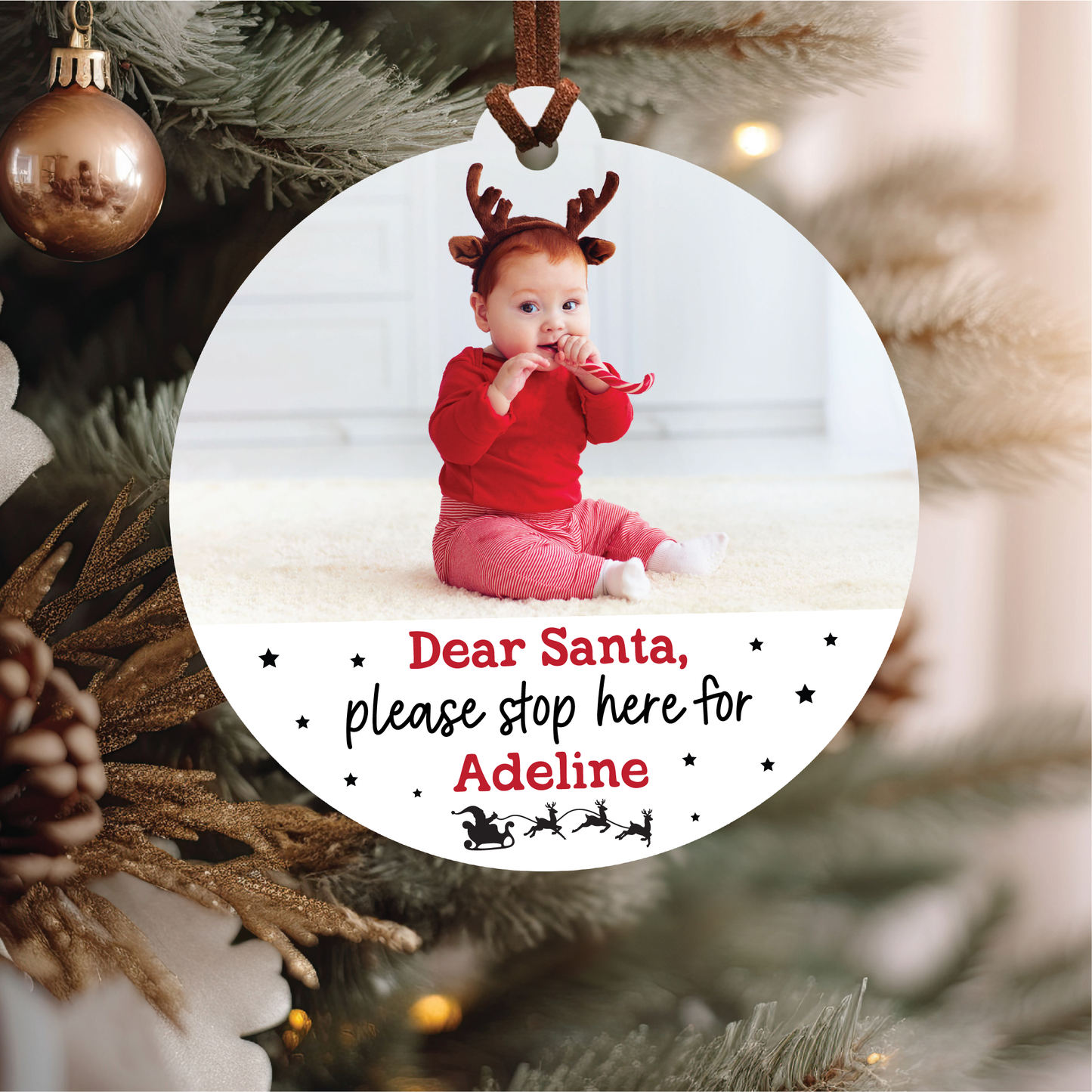 Santa Please Stop Here Photo Ornament