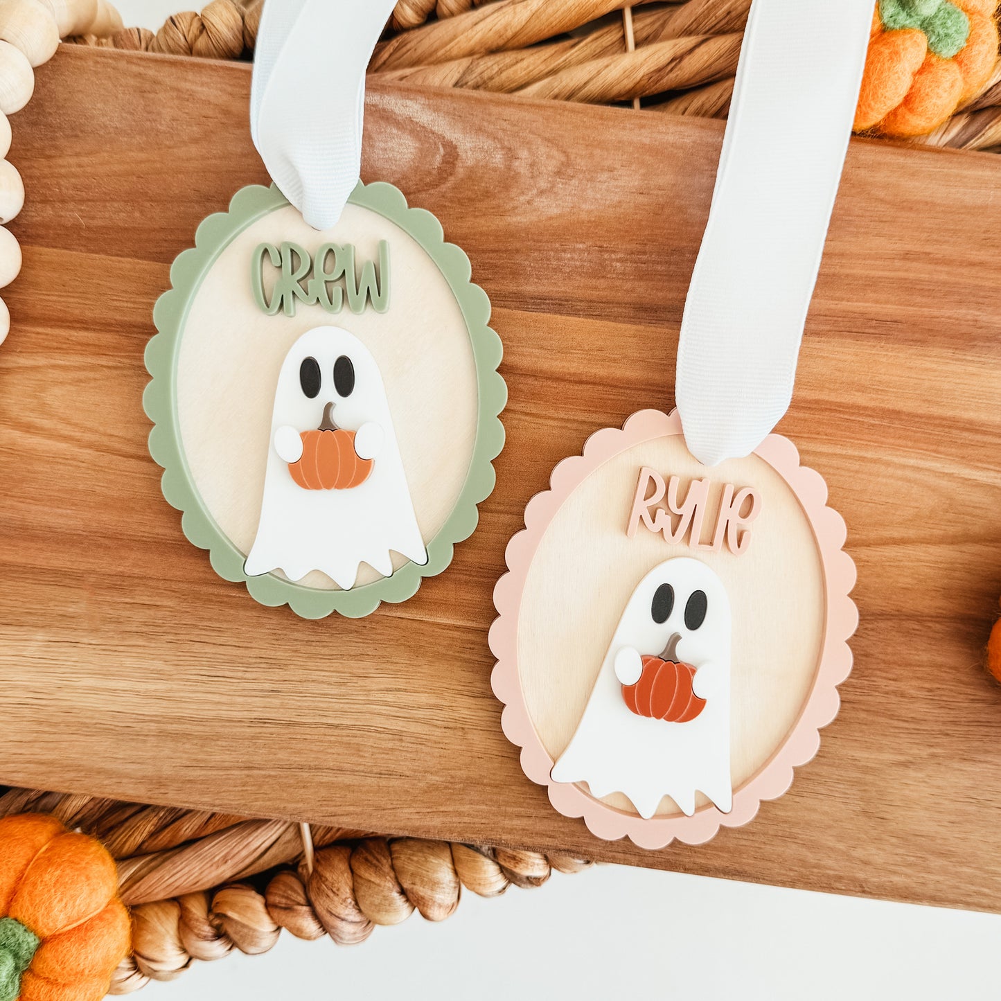 Scallop Ghost Boo Basket Tag