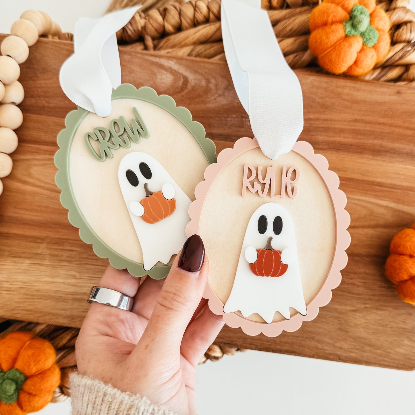Scallop Ghost Boo Basket Tag