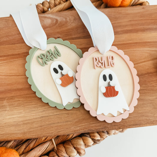 Scallop Ghost Boo Basket Tag