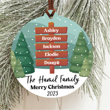 Load image into Gallery viewer, Family North Pole Sign Post Christmas Ornament