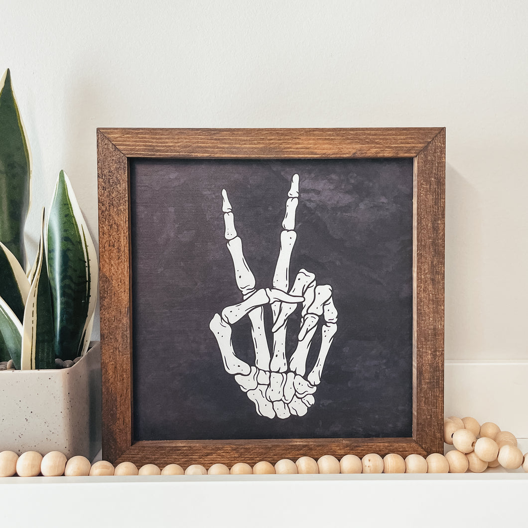 Skeleton Hand Framed Sign