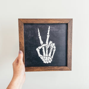 Skeleton Hand Framed Sign