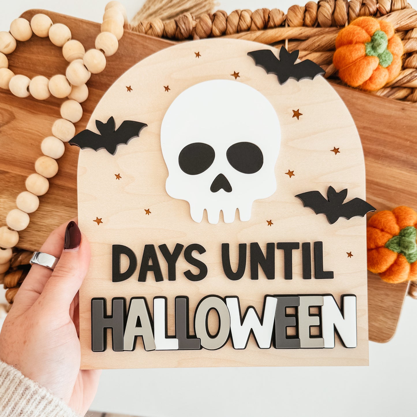 Skull and Bats Halloween Countdown Sign