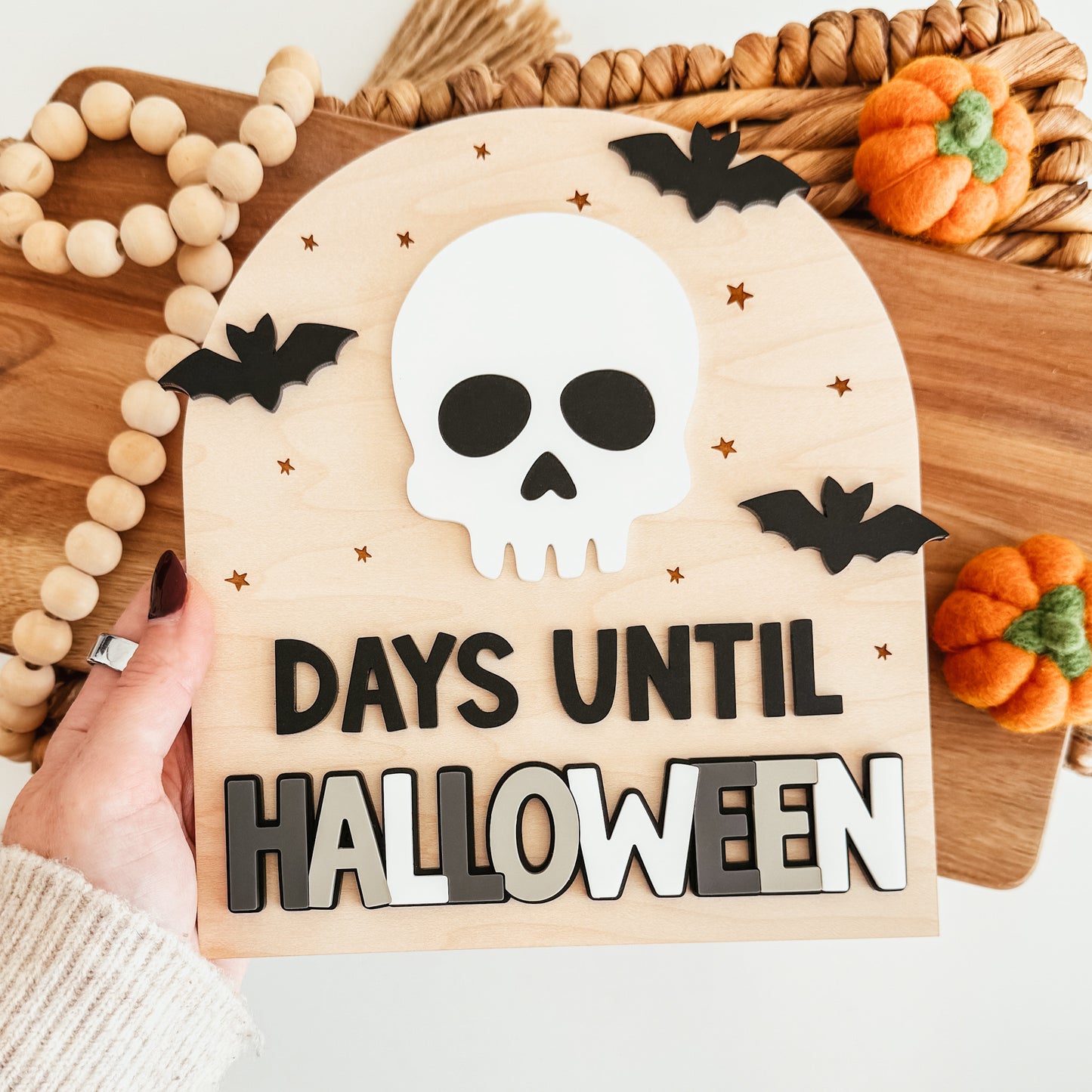 Skull and Bats Halloween Countdown Sign