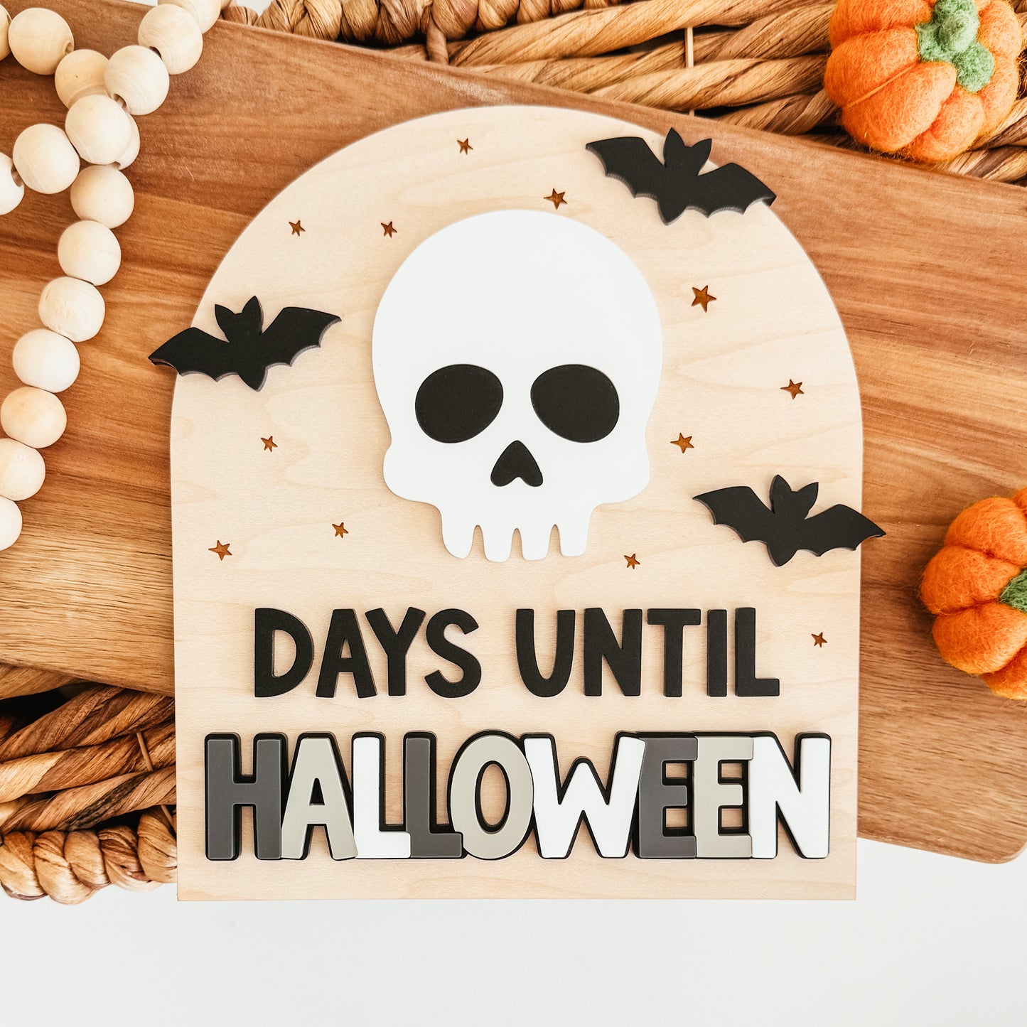 Skull and Bats Halloween Countdown Sign
