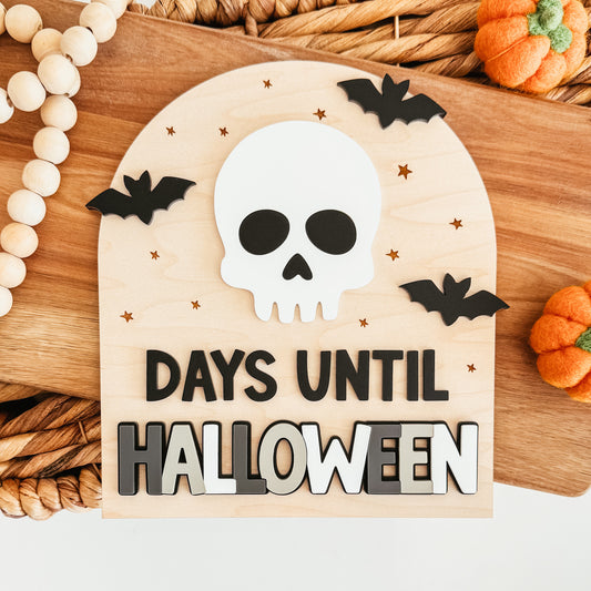 Skull and Bats Halloween Countdown Sign