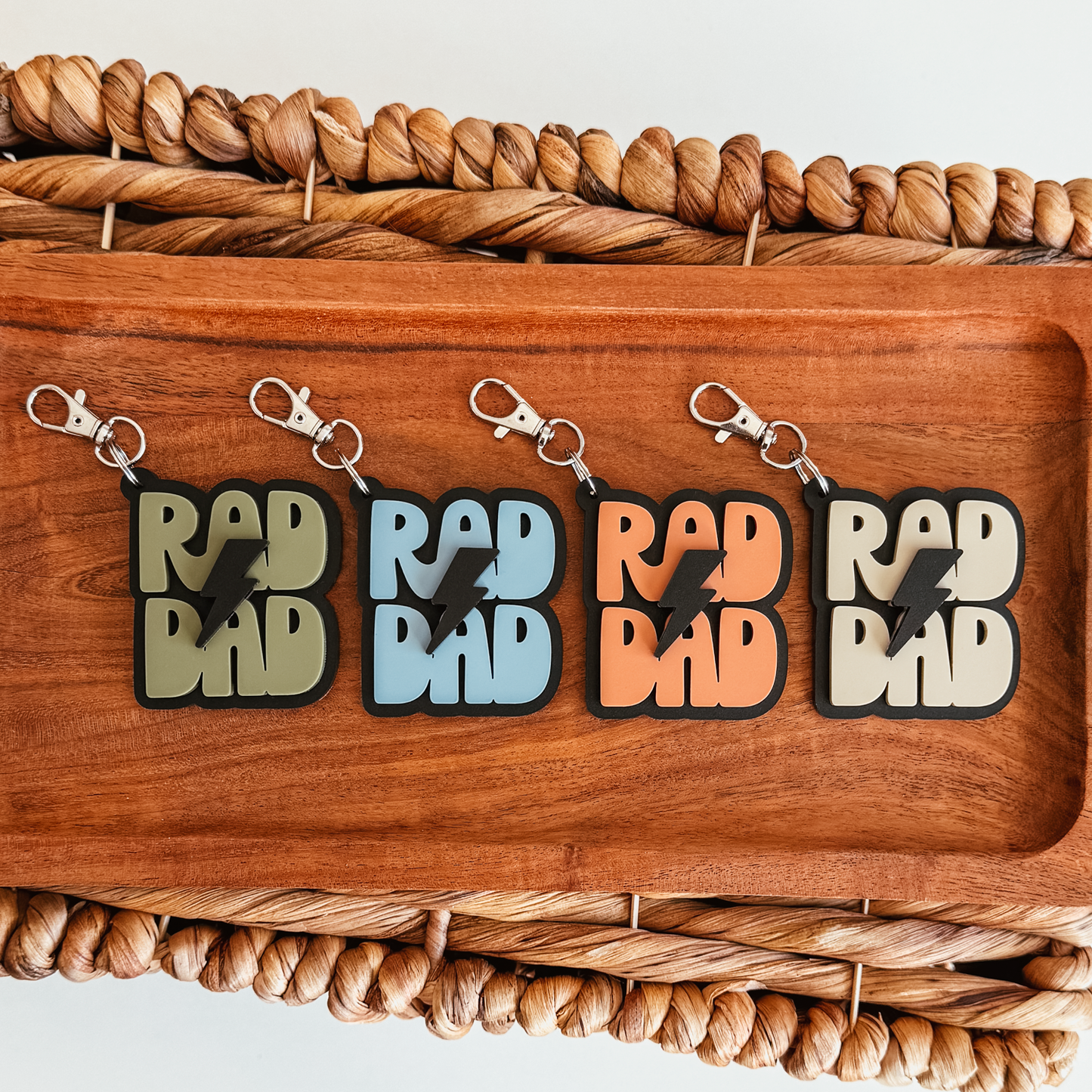 3D Acrylic Rad Dad Lightening Bolt Keychain