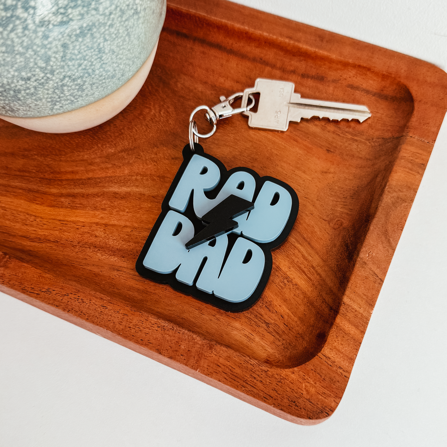 3D Acrylic Rad Dad Lightening Bolt Keychain