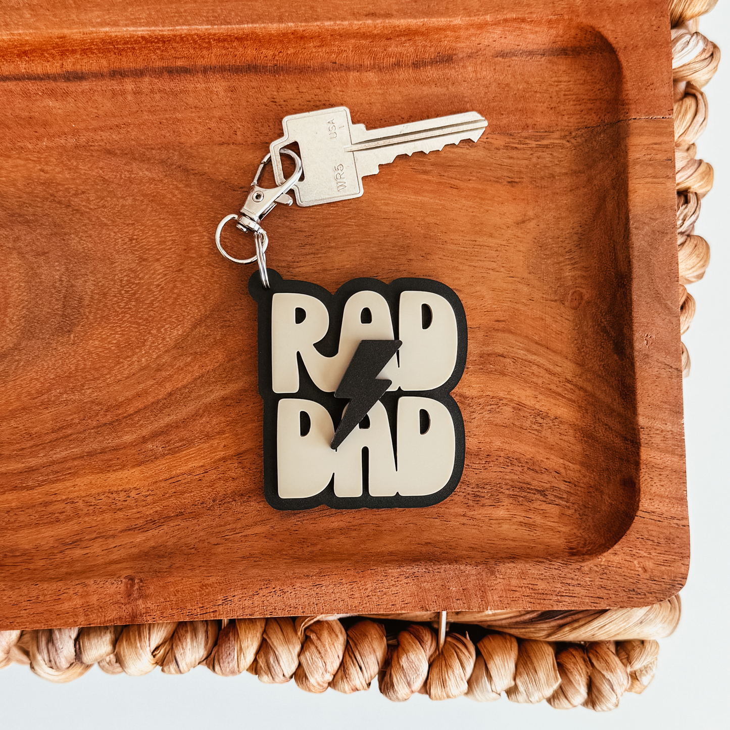 3D Acrylic Rad Dad Lightening Bolt Keychain