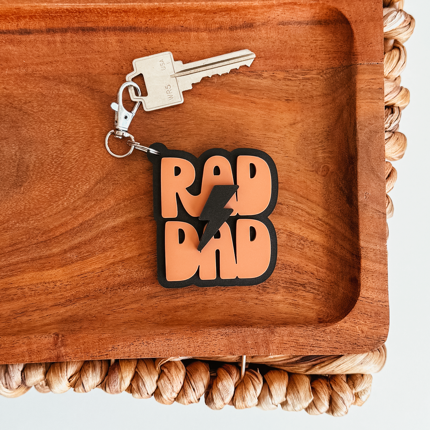 3D Acrylic Rad Dad Lightening Bolt Keychain