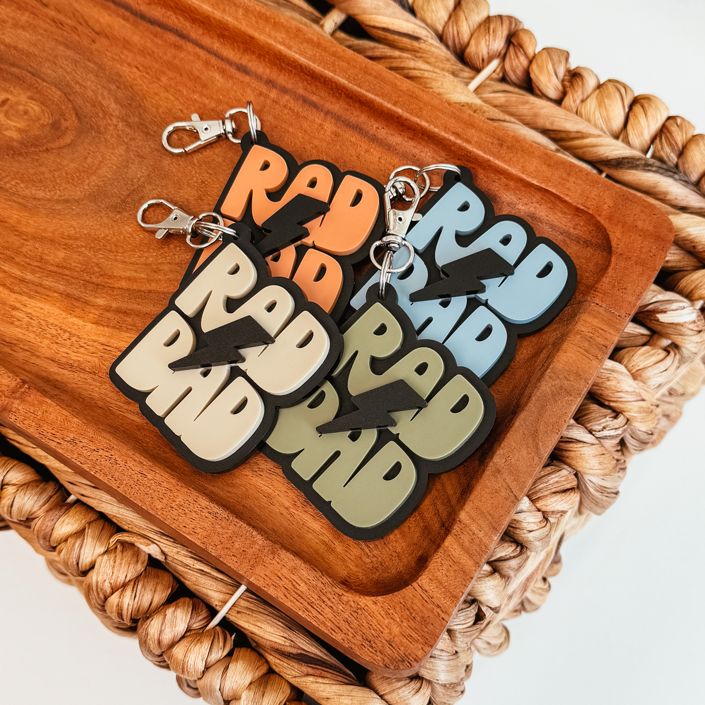 3D Acrylic Rad Dad Lightening Bolt Keychain