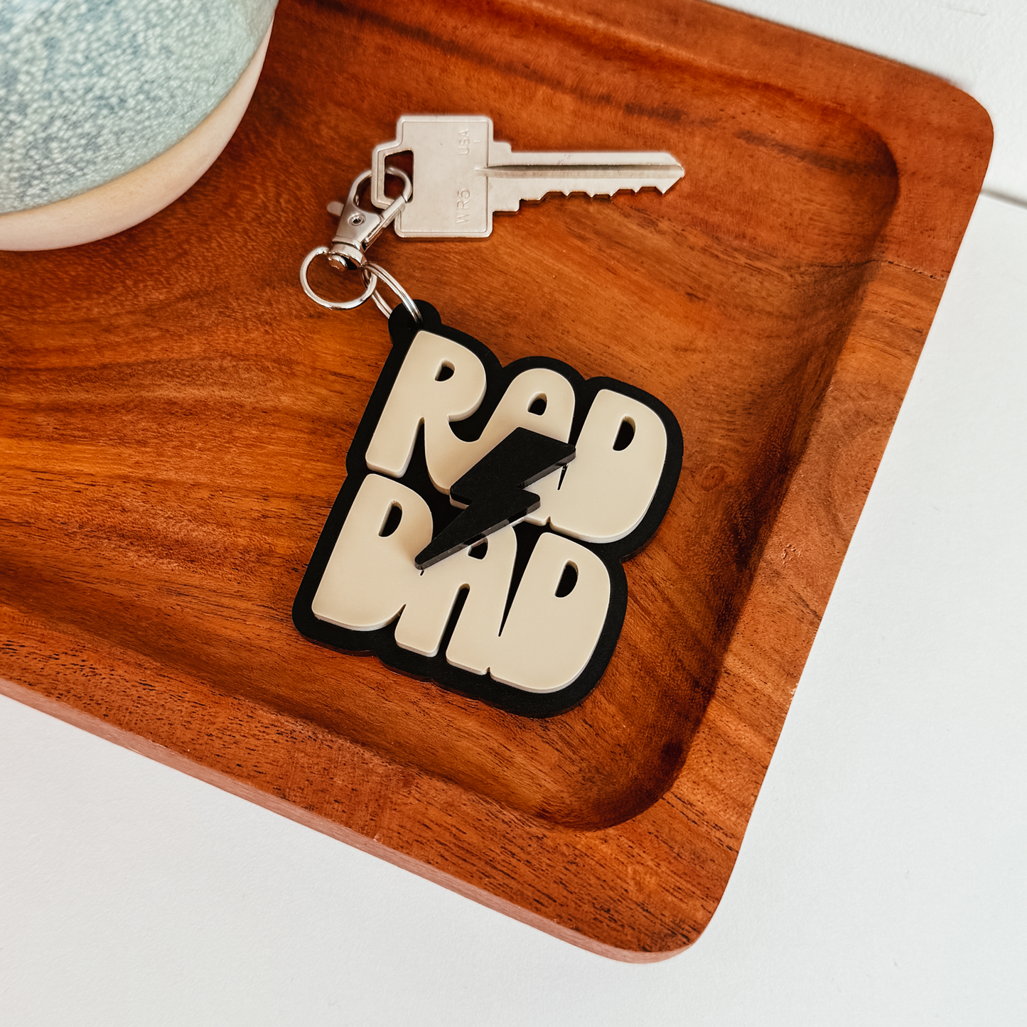 3D Acrylic Rad Dad Lightening Bolt Keychain