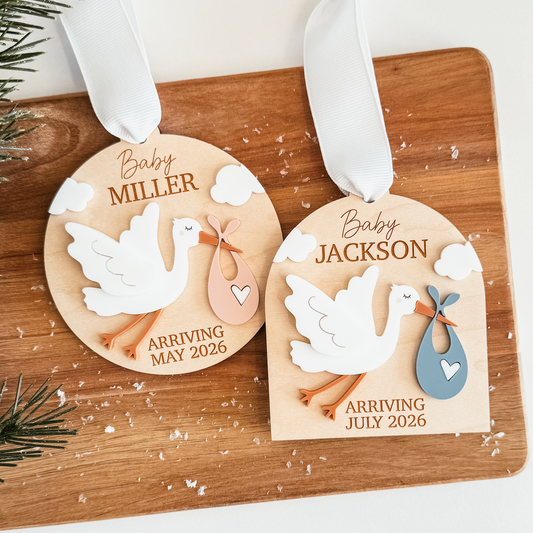 Stork Baby Announcement Ornament