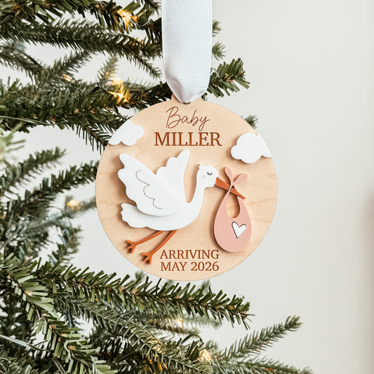 Stork Baby Announcement Ornament