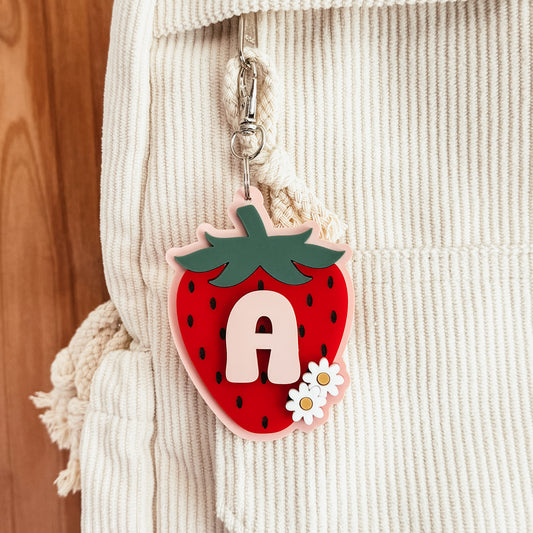 Strawberry Initial Bag Tag