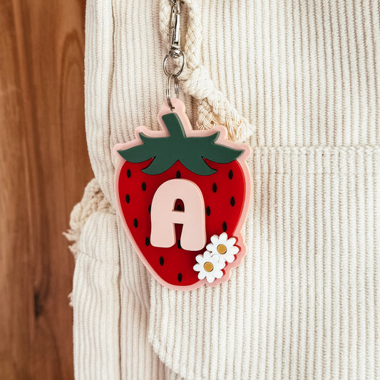 Strawberry Initial Bag Tag