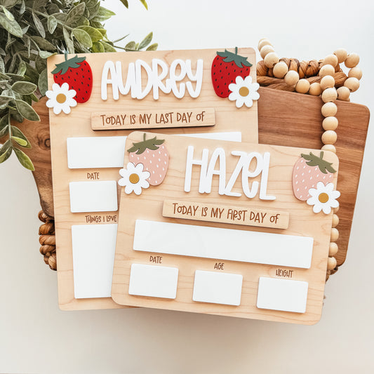 First And Last Day Of School Sign | Strawberries