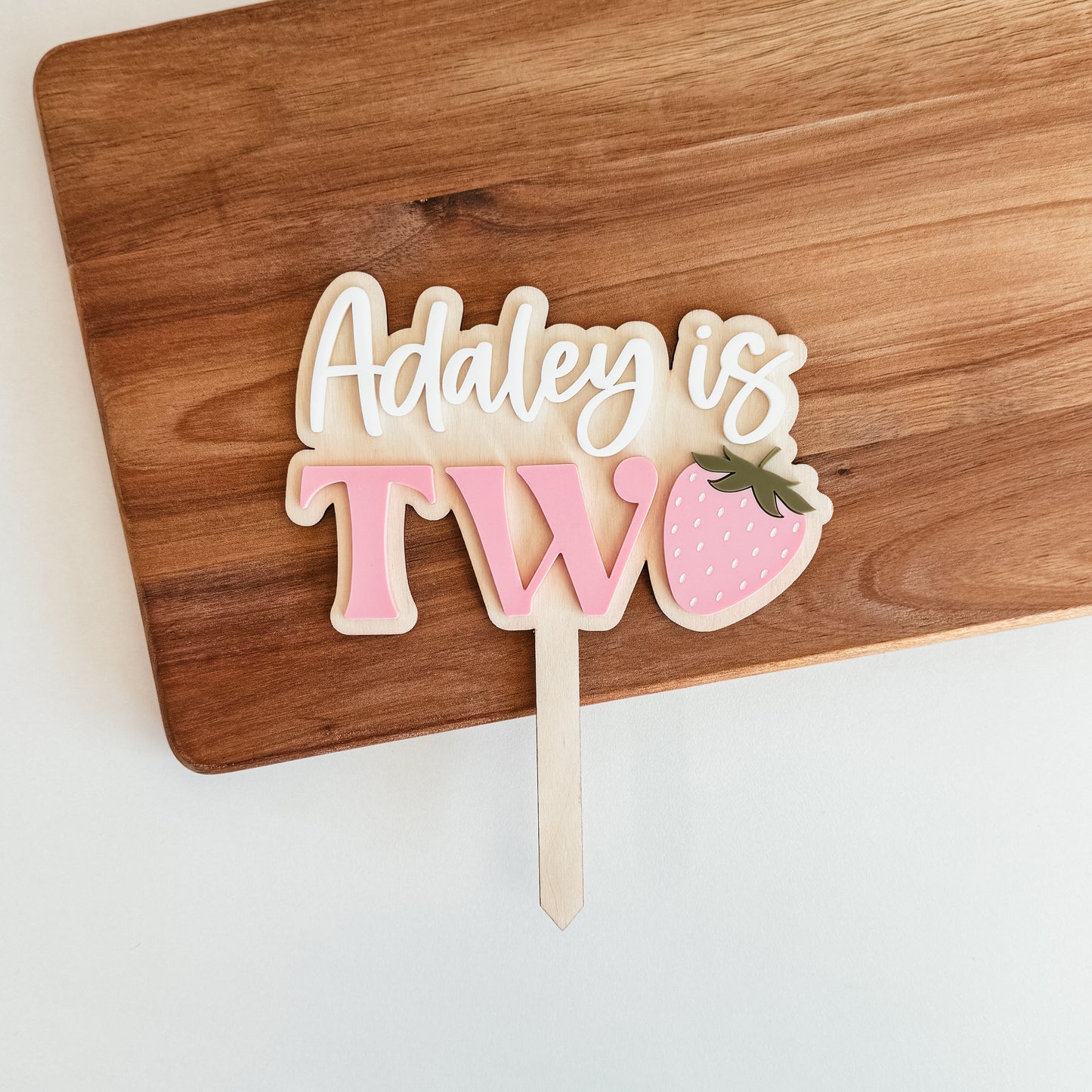 Custom Two Strawberry Cake Topper