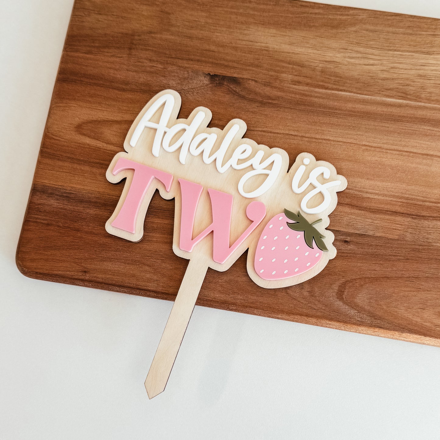 Custom Two Strawberry Cake Topper