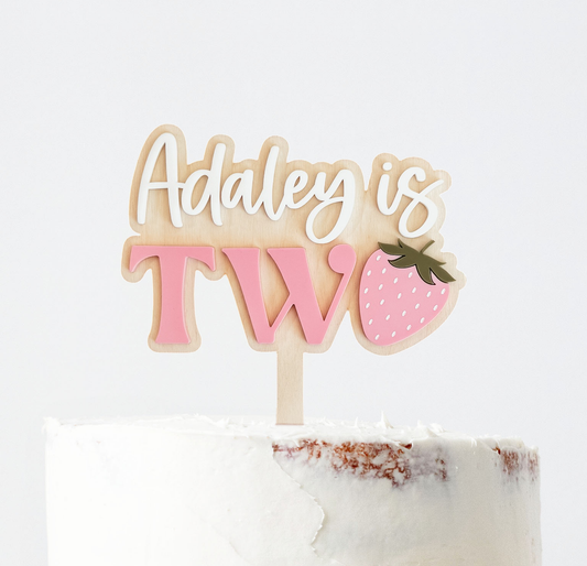 Custom Two Strawberry Cake Topper