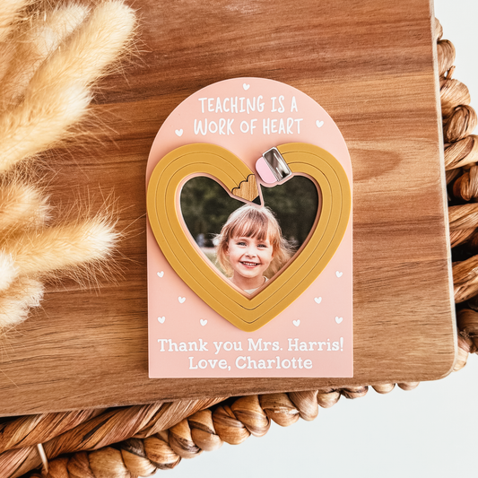 Teacher or Educator Heart Pencil Photo Magnet