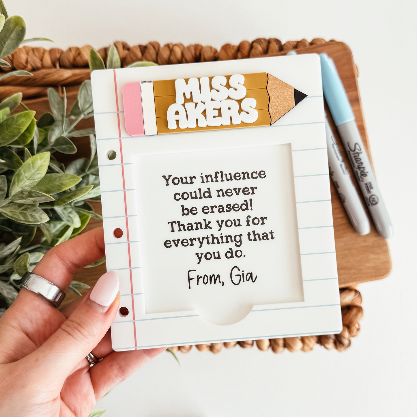 Acrylic Pencil & Paper Sticky Note Holder
