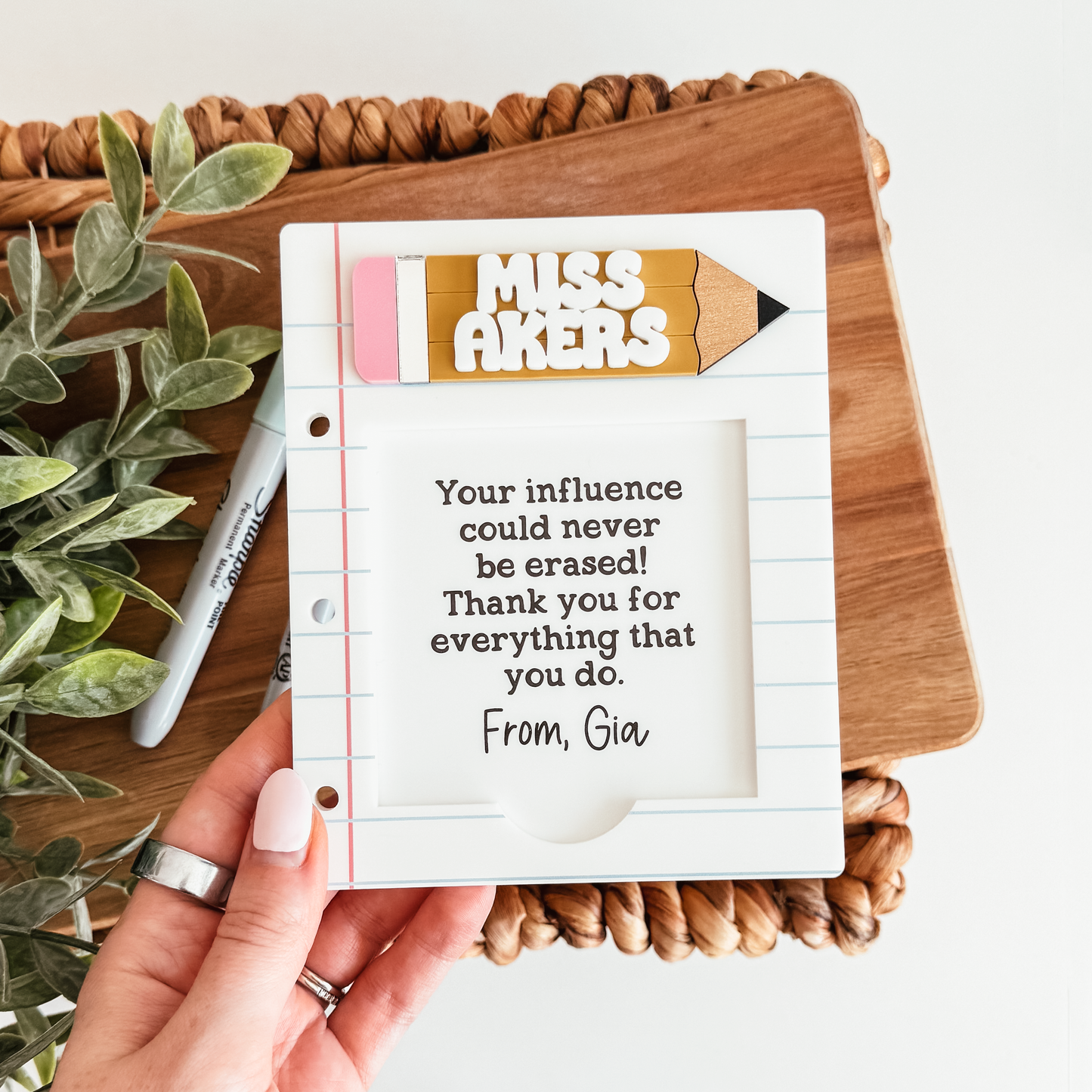 Acrylic Pencil & Paper Sticky Note Holder