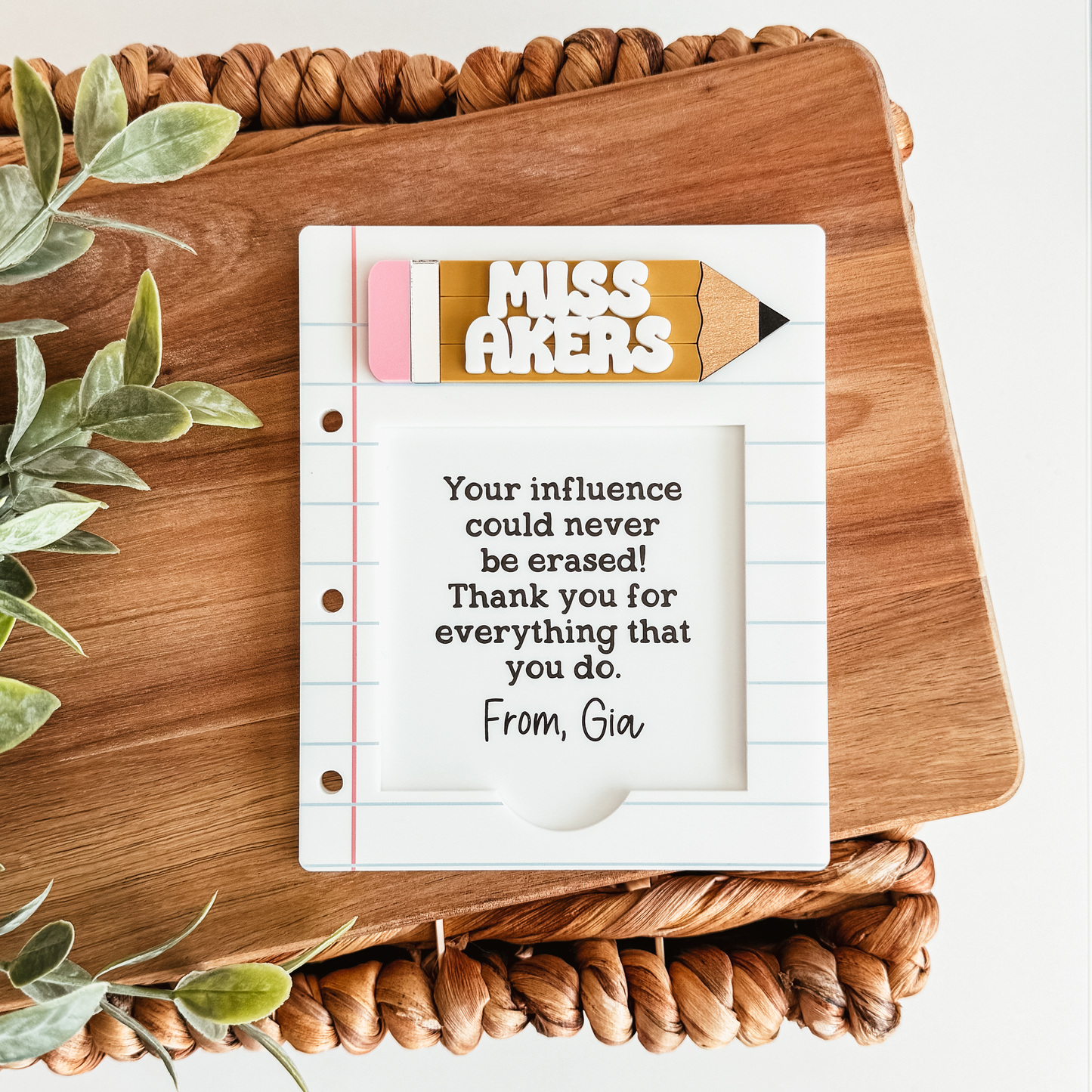 Acrylic Pencil & Paper Sticky Note Holder
