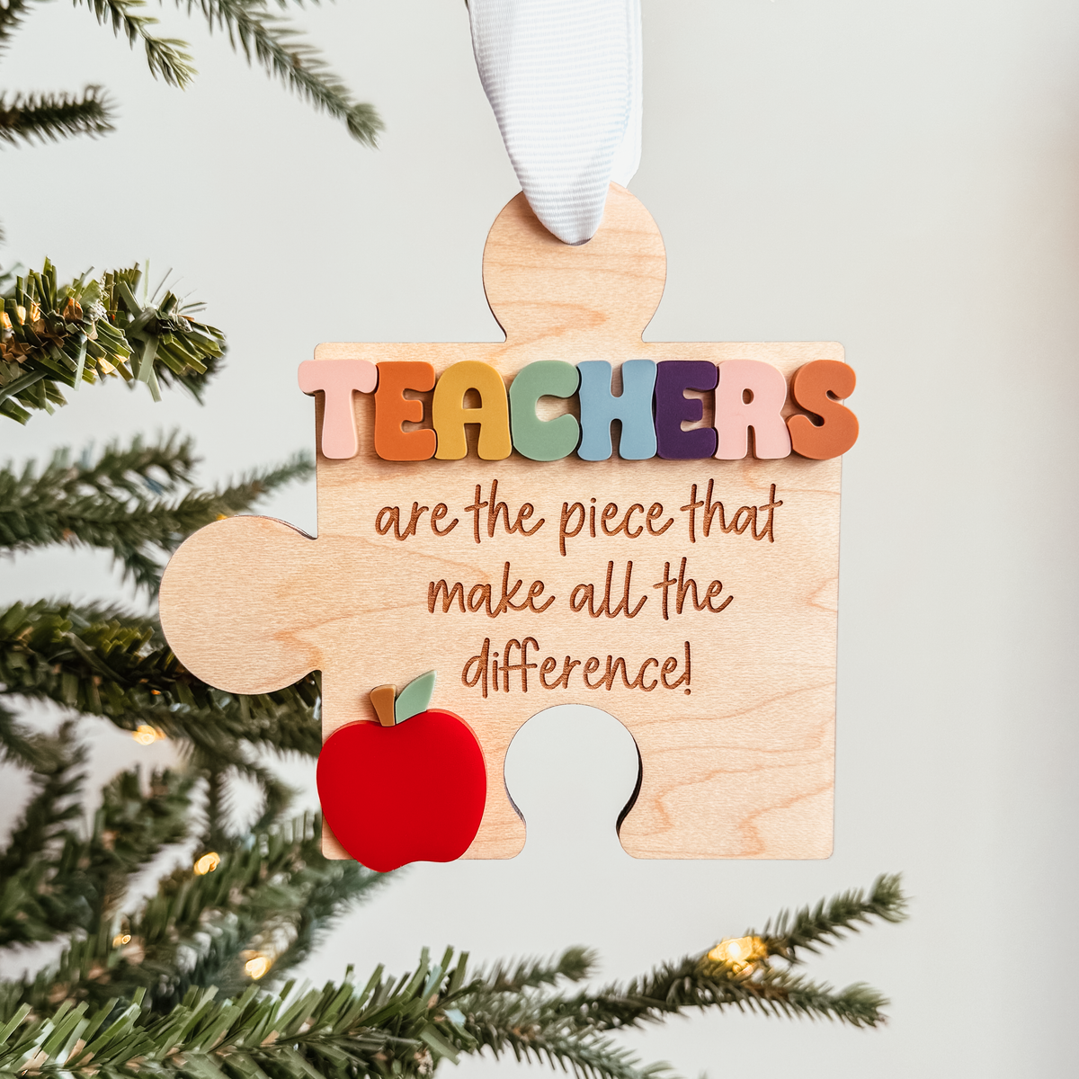 Teacher Puzzle Piece Christmas Ornament