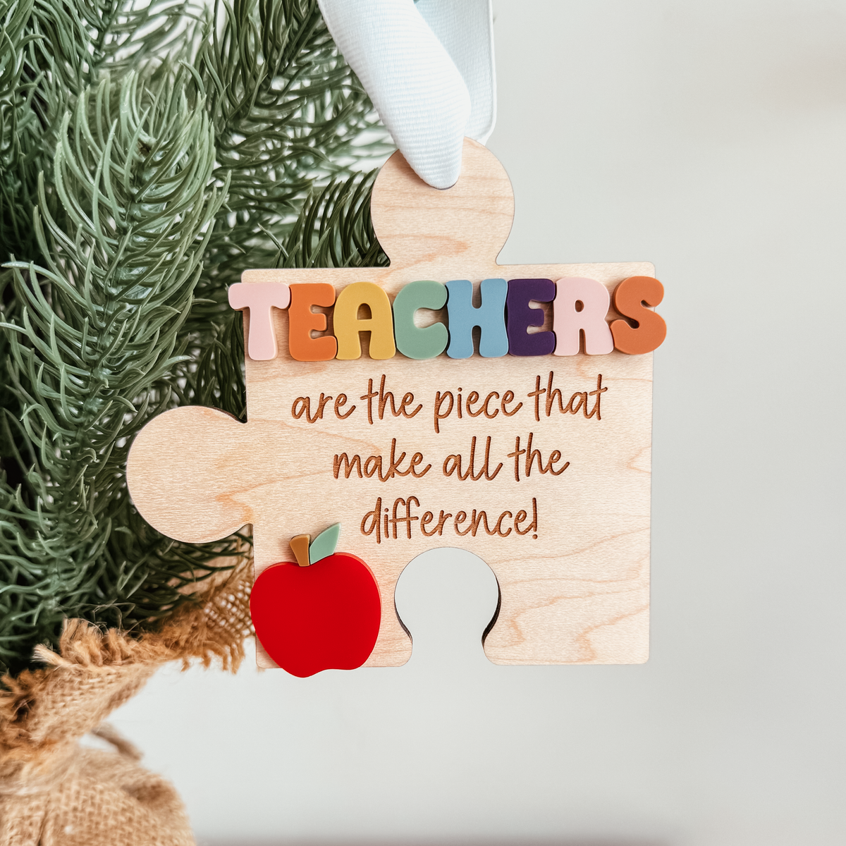 Teacher Puzzle Piece Christmas Ornament