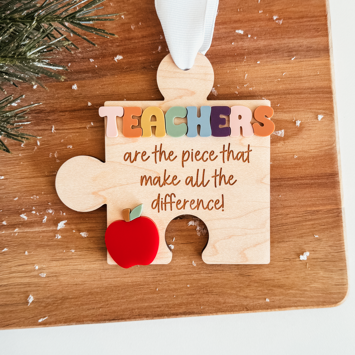 Teacher Puzzle Piece Christmas Ornament