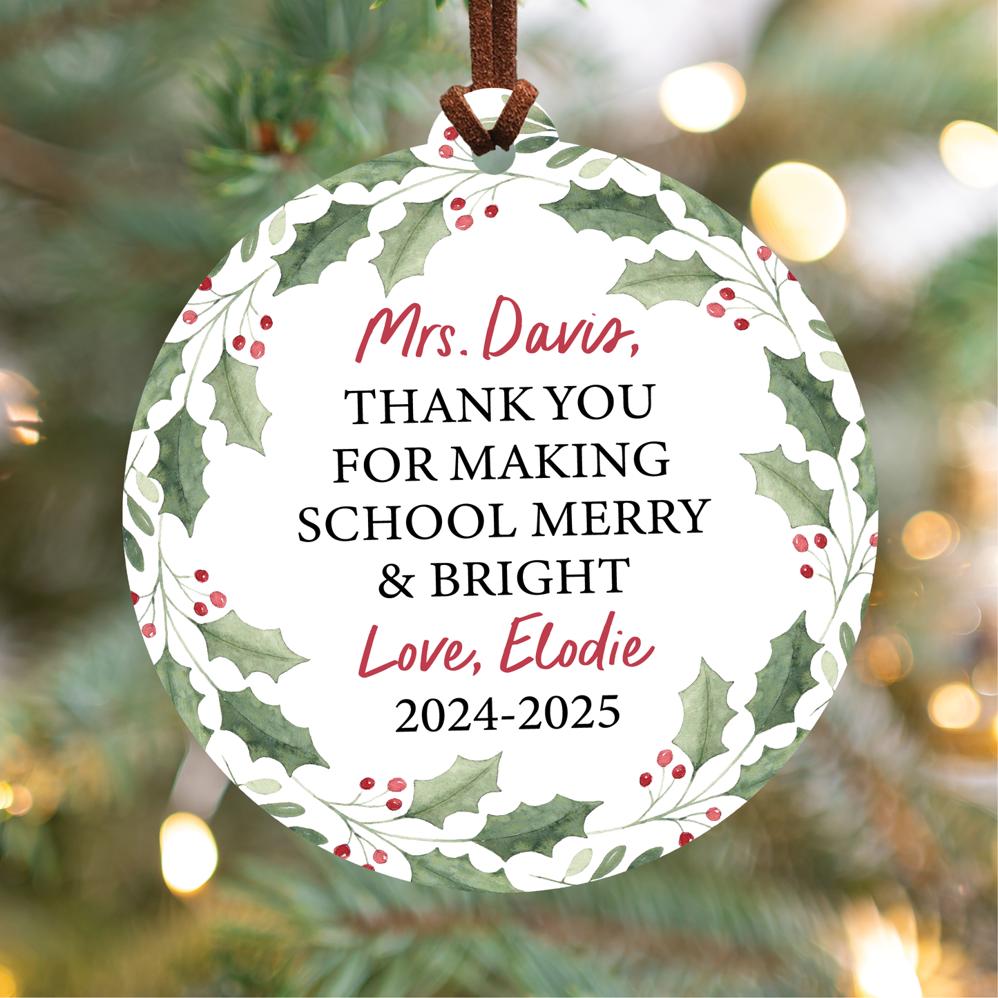 Personalized Teacher Christmas Ornament | School Merry And Bright